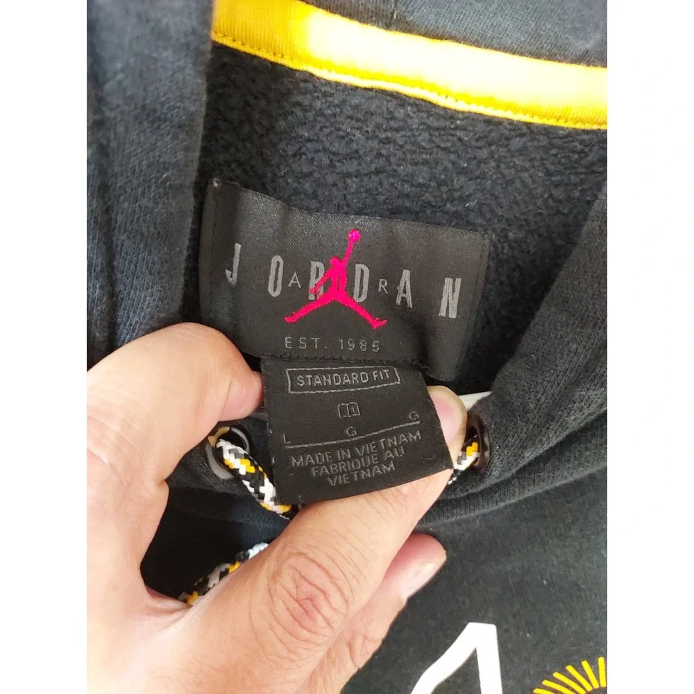 Jordan Pullover Mens Large Grunge Jumpman Hoodie Black Bleach Spots Nike Faded